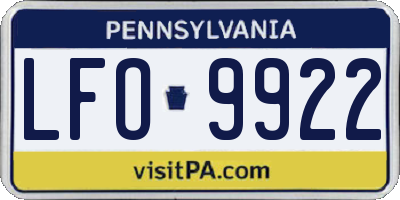 PA license plate LFO9922