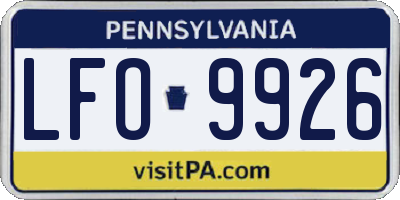 PA license plate LFO9926
