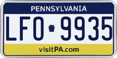 PA license plate LFO9935