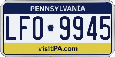 PA license plate LFO9945