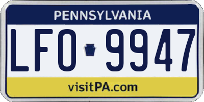 PA license plate LFO9947