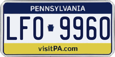 PA license plate LFO9960
