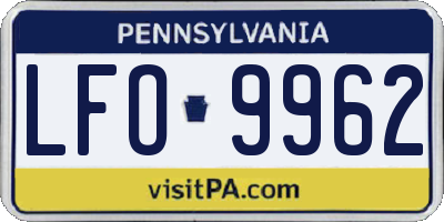 PA license plate LFO9962