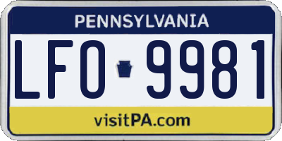 PA license plate LFO9981