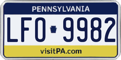 PA license plate LFO9982