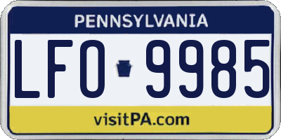PA license plate LFO9985