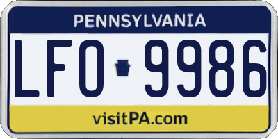PA license plate LFO9986