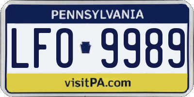 PA license plate LFO9989