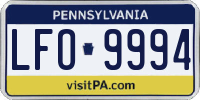 PA license plate LFO9994