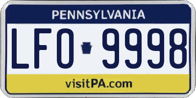 PA license plate LFO9998