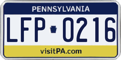 PA license plate LFP0216