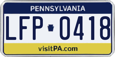 PA license plate LFP0418