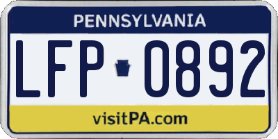 PA license plate LFP0892