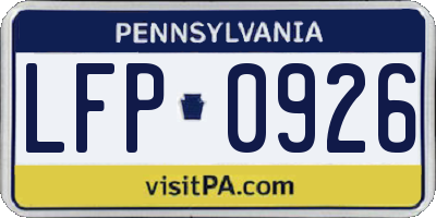 PA license plate LFP0926