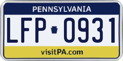 PA license plate LFP0931