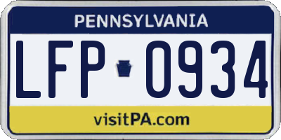 PA license plate LFP0934