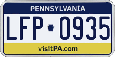 PA license plate LFP0935
