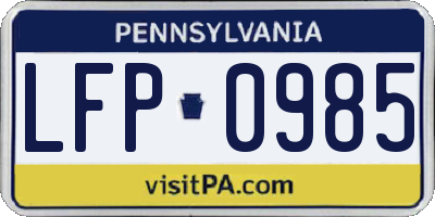 PA license plate LFP0985