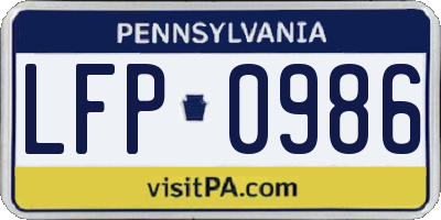 PA license plate LFP0986