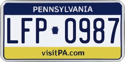 PA license plate LFP0987