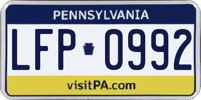 PA license plate LFP0992