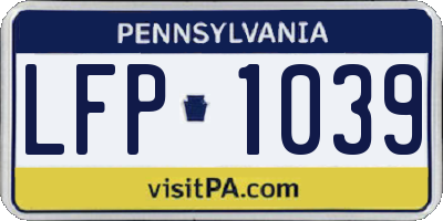 PA license plate LFP1039