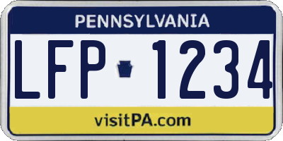 PA license plate LFP1234