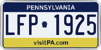 PA license plate LFP1925