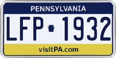 PA license plate LFP1932