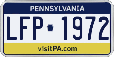 PA license plate LFP1972
