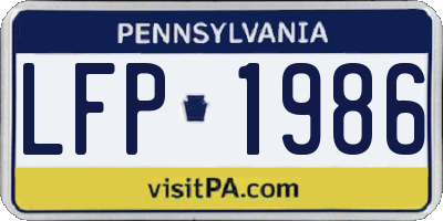 PA license plate LFP1986