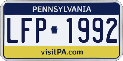 PA license plate LFP1992