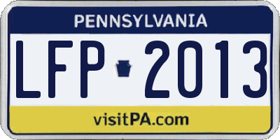 PA license plate LFP2013