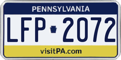 PA license plate LFP2072