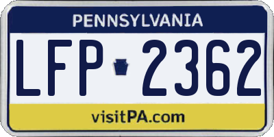 PA license plate LFP2362