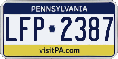 PA license plate LFP2387