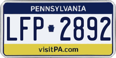 PA license plate LFP2892