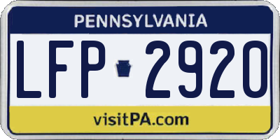 PA license plate LFP2920