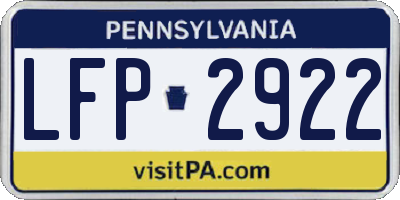 PA license plate LFP2922