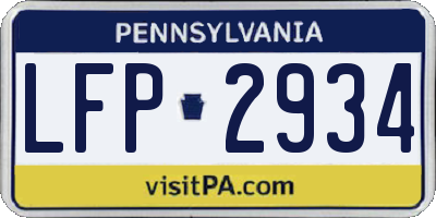 PA license plate LFP2934