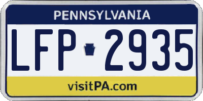 PA license plate LFP2935
