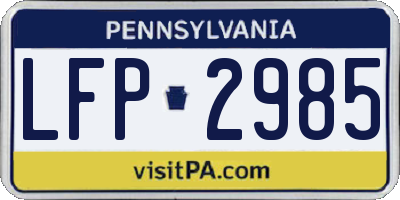 PA license plate LFP2985