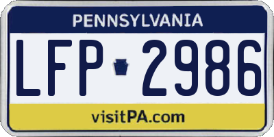 PA license plate LFP2986