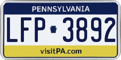 PA license plate LFP3892
