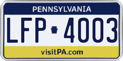 PA license plate LFP4003