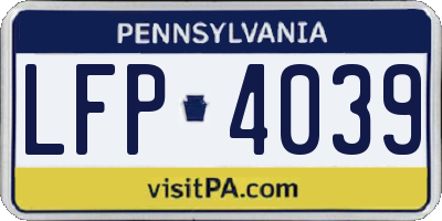 PA license plate LFP4039