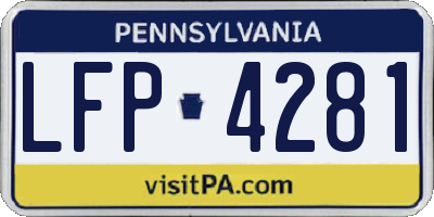 PA license plate LFP4281