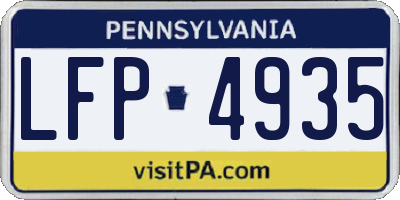 PA license plate LFP4935