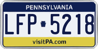 PA license plate LFP5218