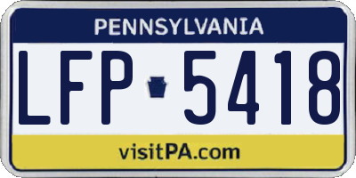 PA license plate LFP5418